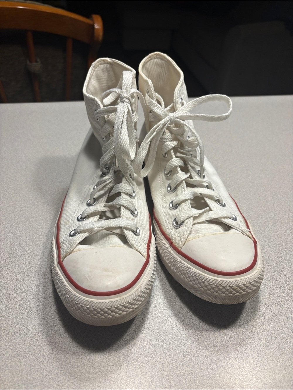 Converse White High-Top Sneakers with Red Accent